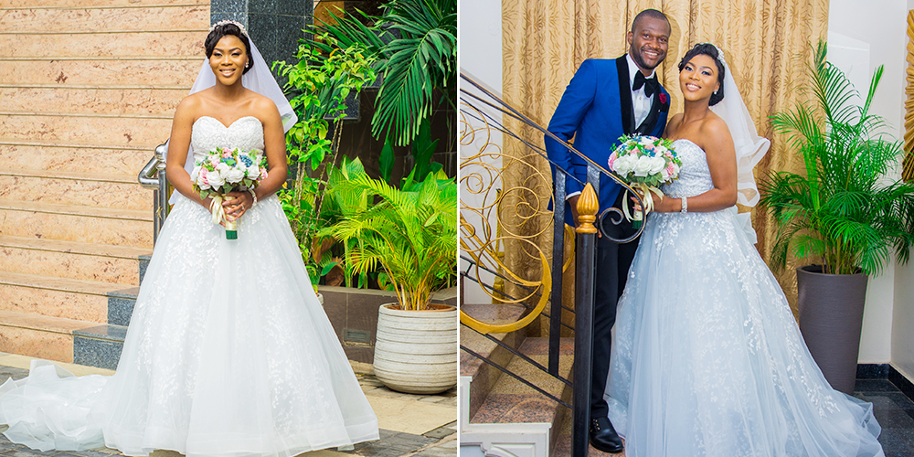 How beautiful is Mekele's bridal look in this floral silver cloud gown