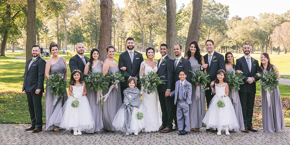 bridal party with best friends