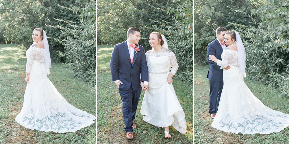 beautiful lace hem of her wedding dress