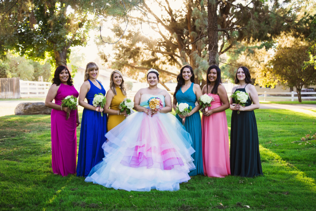 Rainbow wedding store bridesmaid dresses