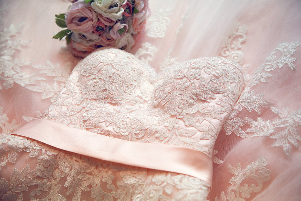 Ivory/Crystal Pink A-line Gown #LD4178
