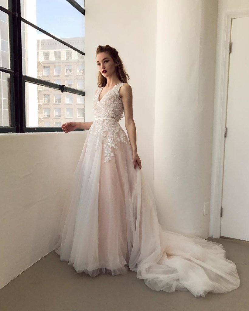 Romantic Ivory/Champagne Tulle Gown #LD3932