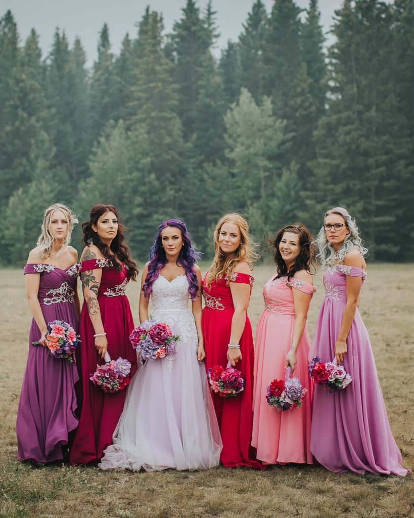 different shades of pink bridesmaid dresses