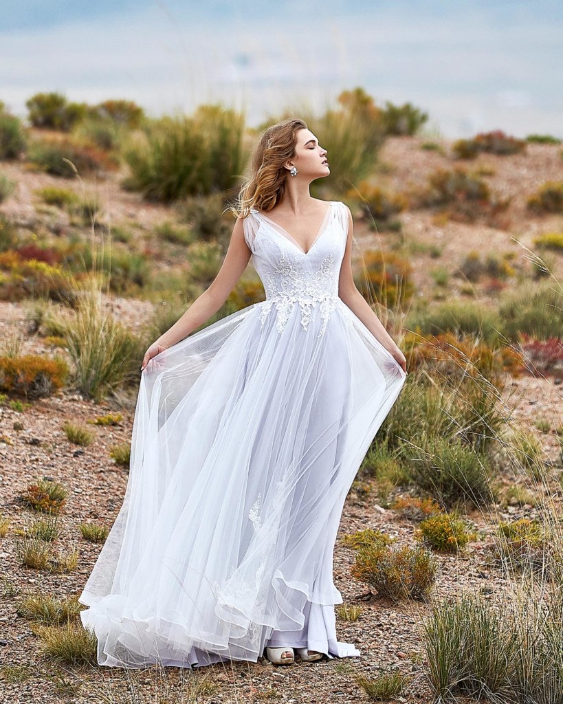 A-Line Court Train Tulle Wedding Dress LD5845