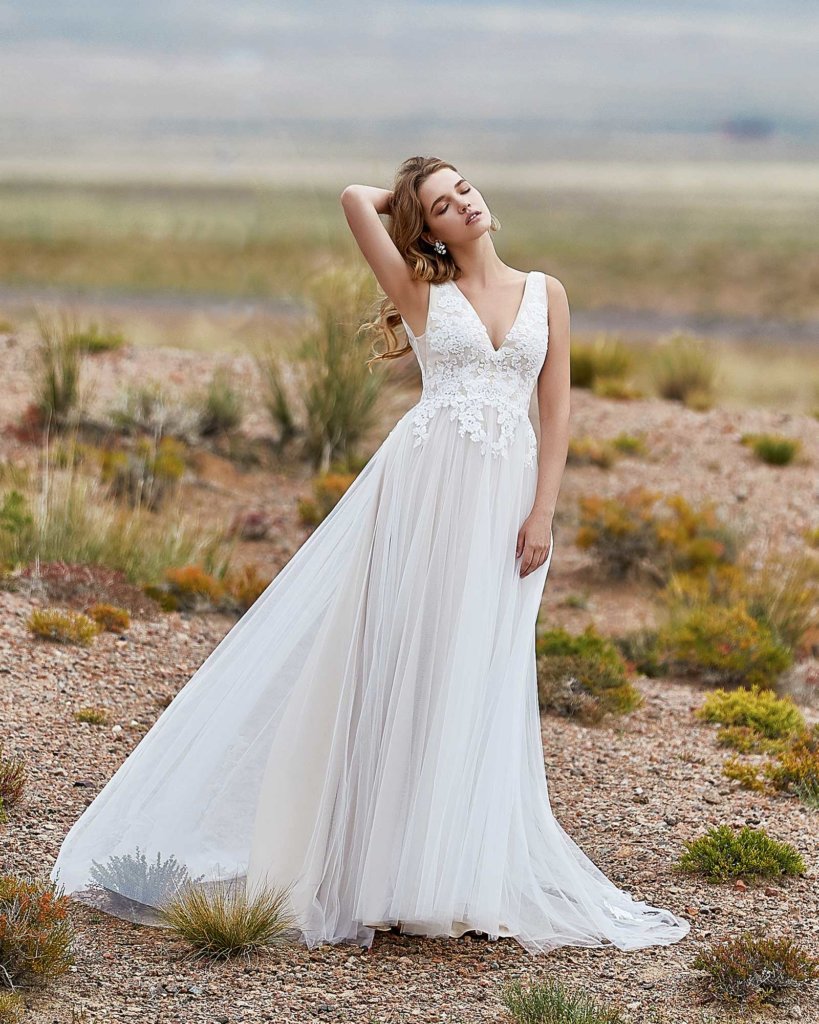 long wedding dress with flats