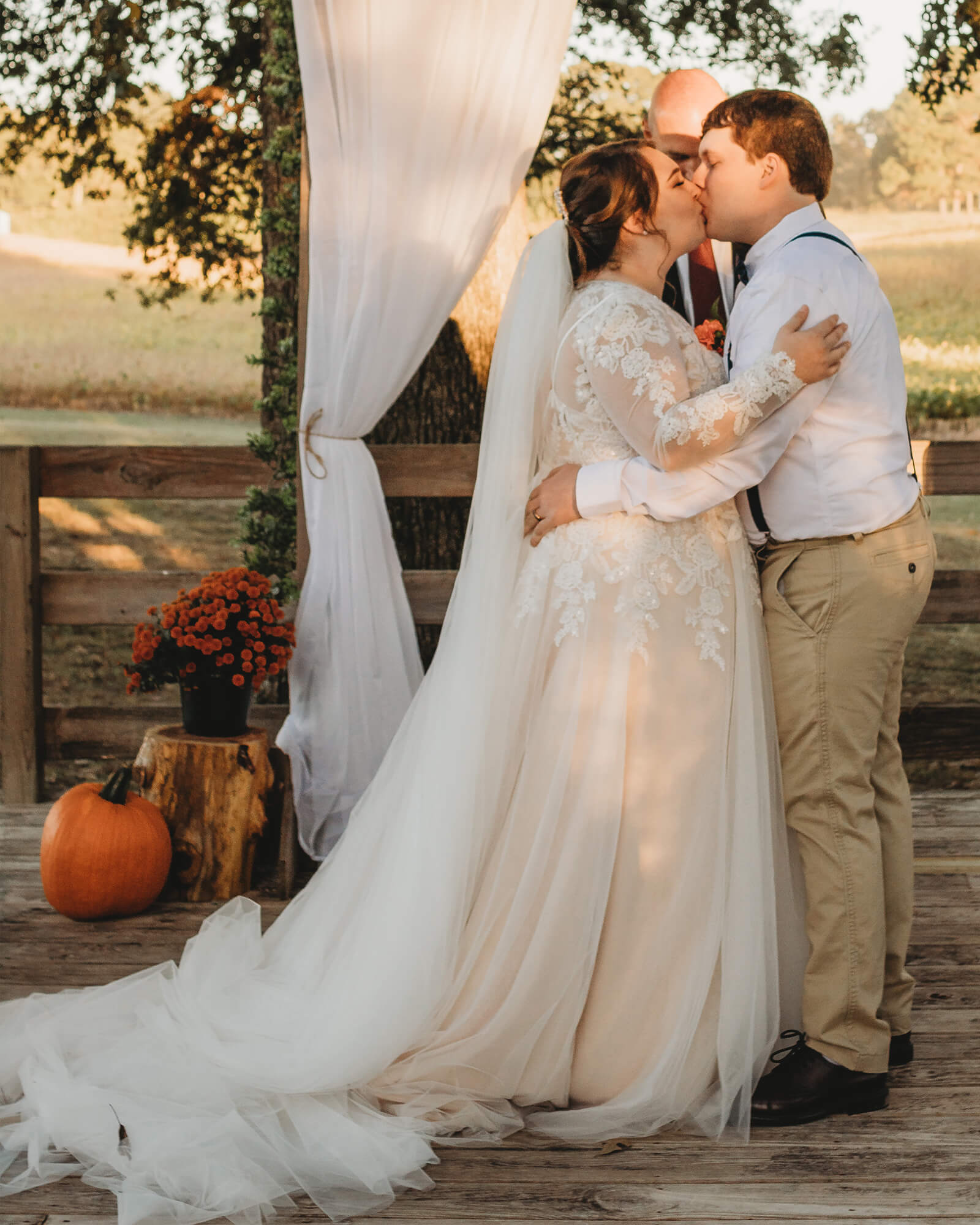 Sweet wedding kisses as the official "Husband & Wife"