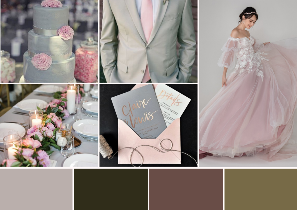 palette de couleurs de mariage gris hiver