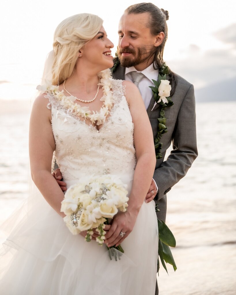 light and wavy wedding dress for a beach wedding.