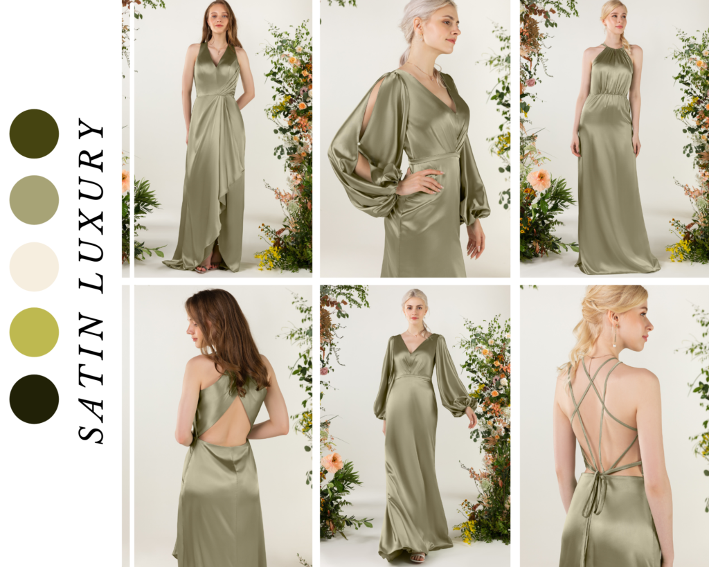 sage green satin bridesmaid dress