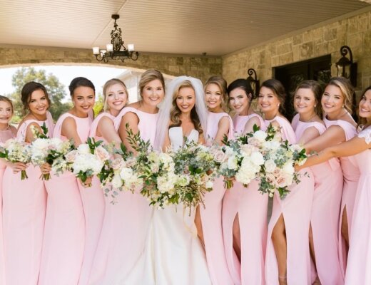 rose chiffon bridesmaid dresses