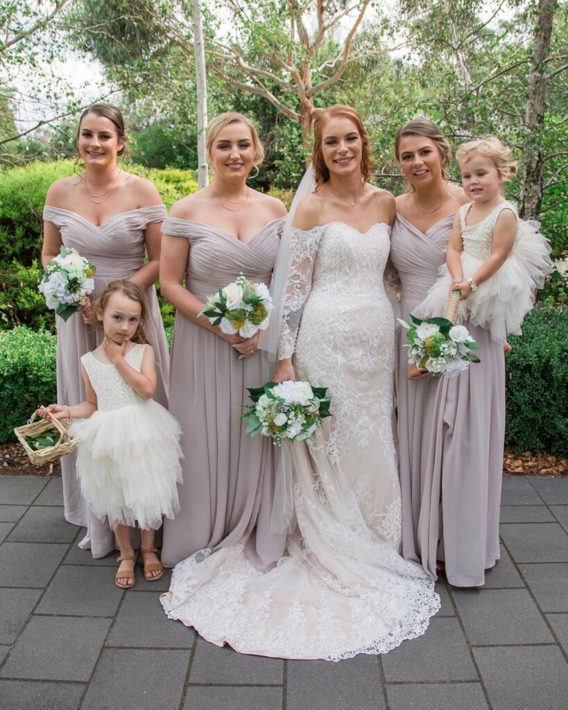 Wedding party photos with flower girl sale