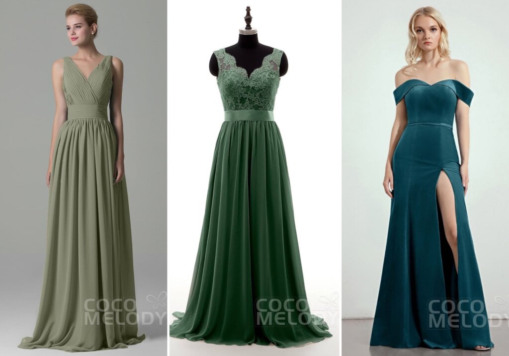 mix and match green bridesmaid dresses