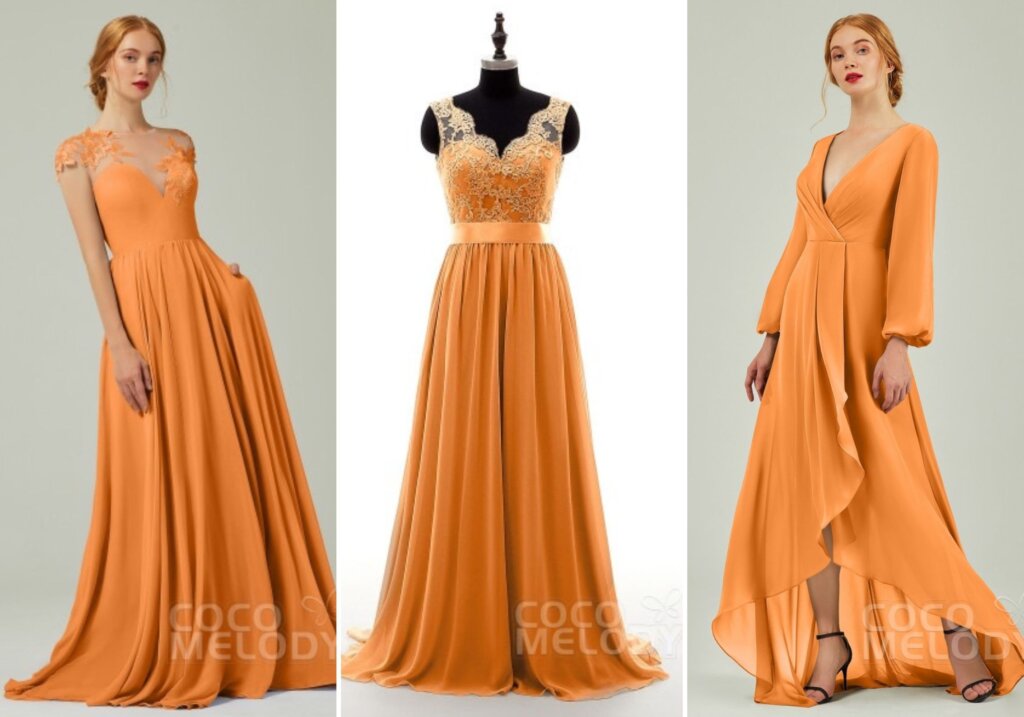 2022 orange bridesmaid dress