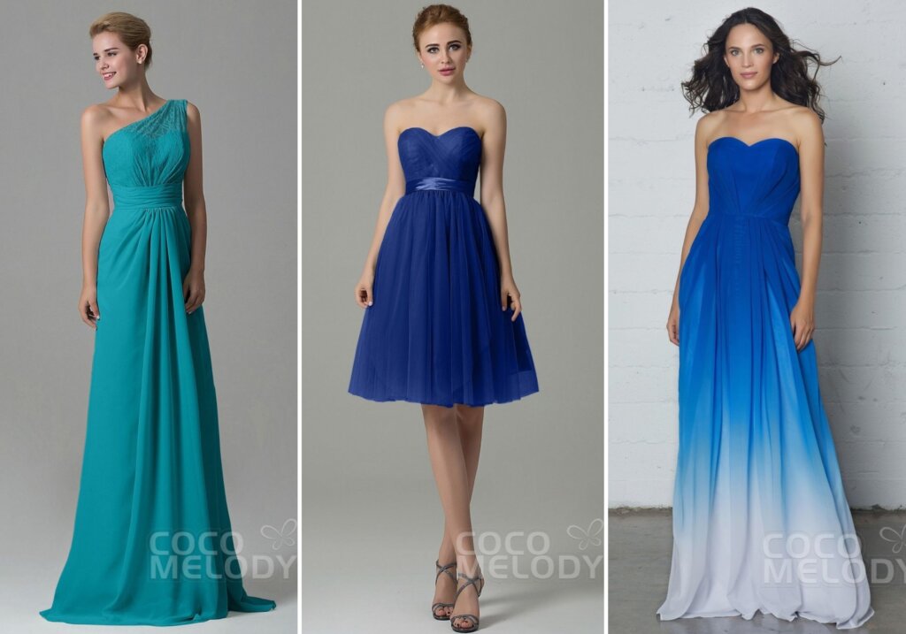 2022 blue bridesmaid dress