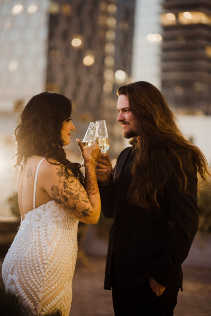 toasting photoshoot in mermaid bridal gown by Cocomelody.