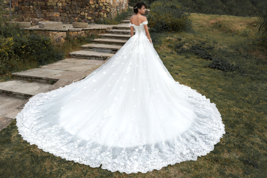 Princess Cathedral Train Tulle And Lace Wedding Dress LD4349