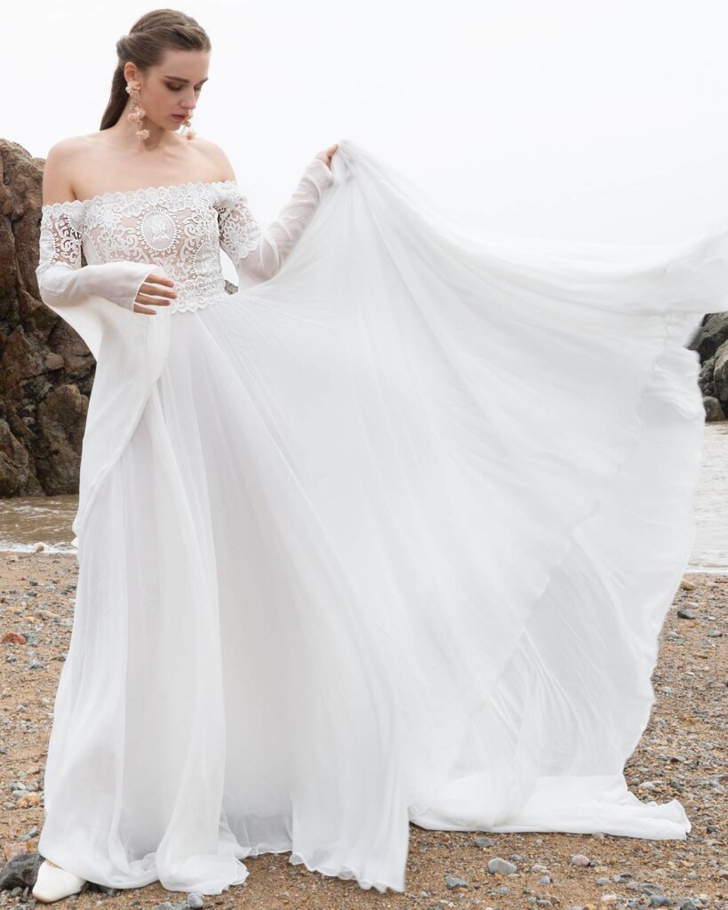 sleek romantic wedding gown