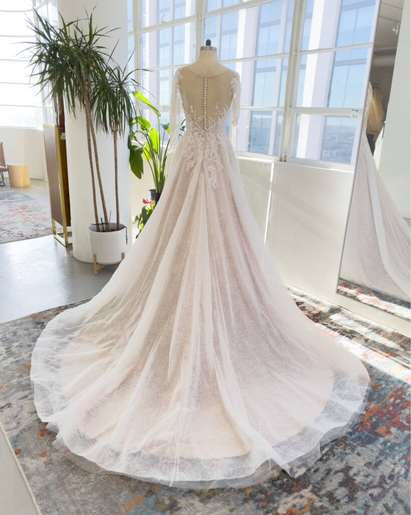 A-Line Court Train Sparkle Lace Wedding Dress CW3003