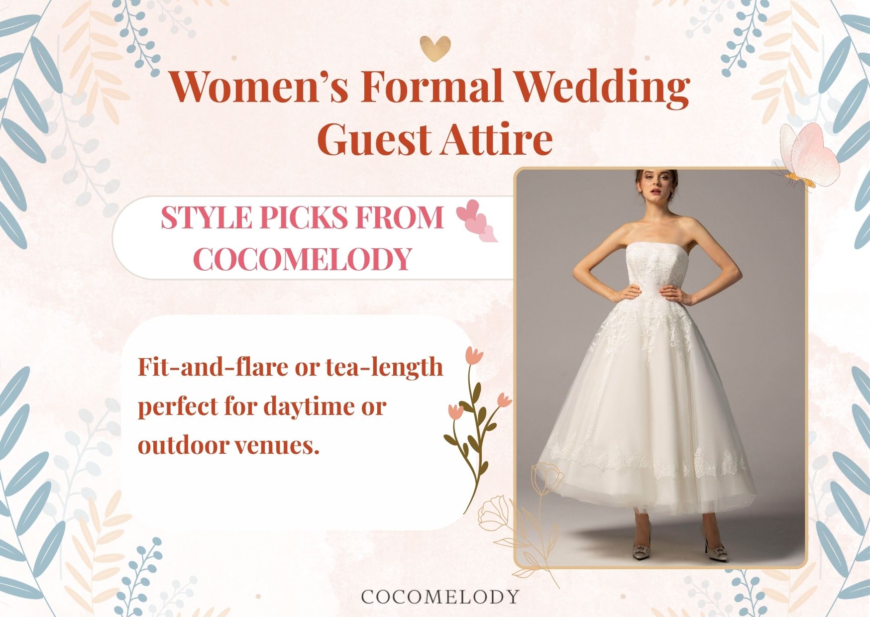 Women’s Formal Wedding Guest Attire -Fit-and-flare or tea-length