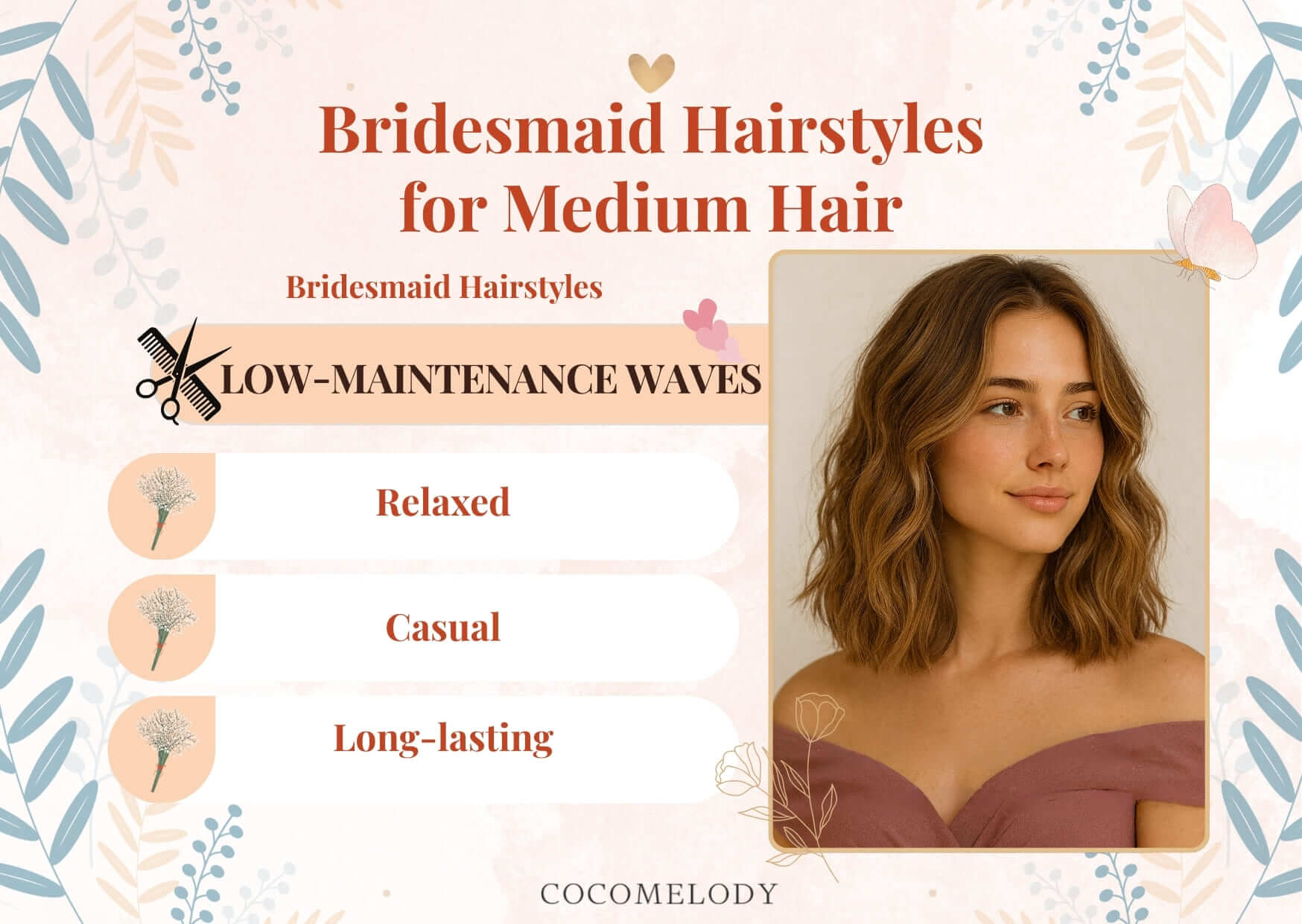 Bridesmaid Hairstyles for Medium Hair-Low-Maintenance Waves