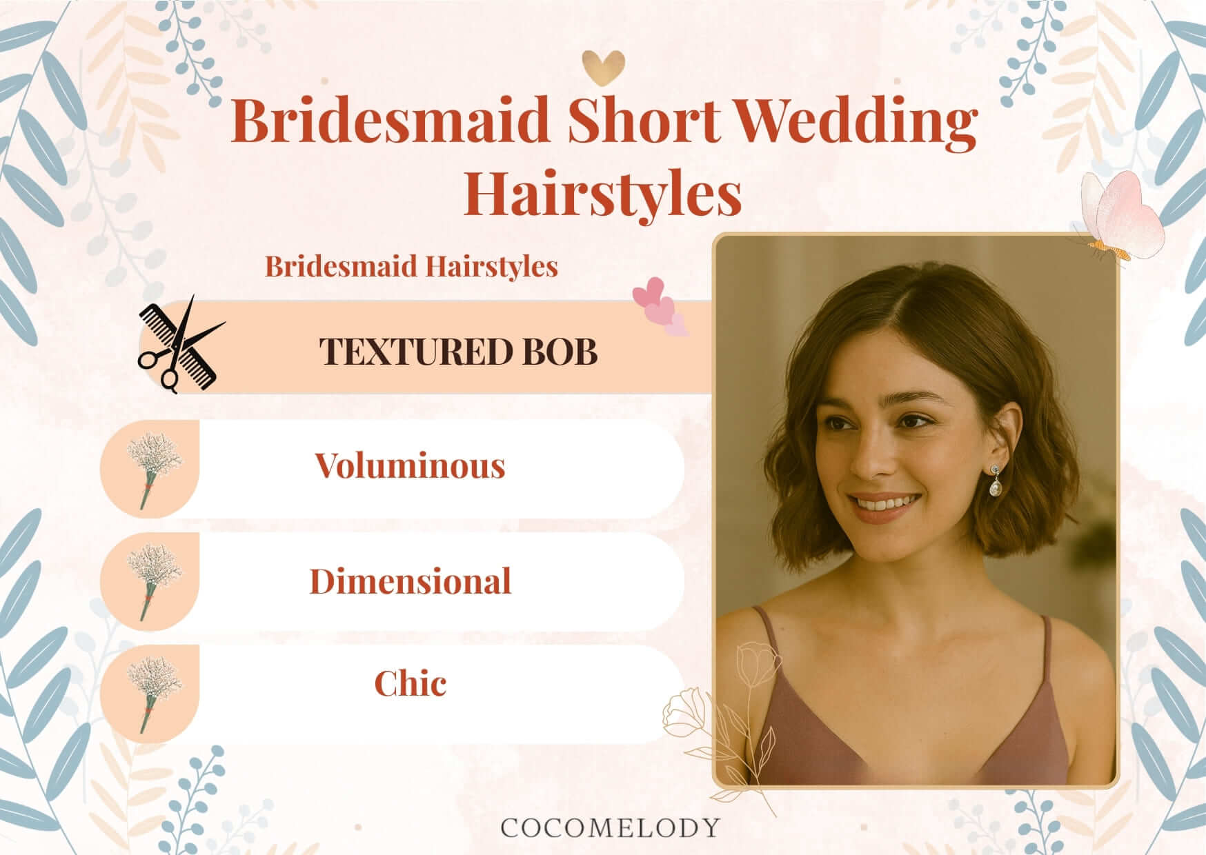 Bridesmaid Short Wedding Hairstyles- Textured Bob