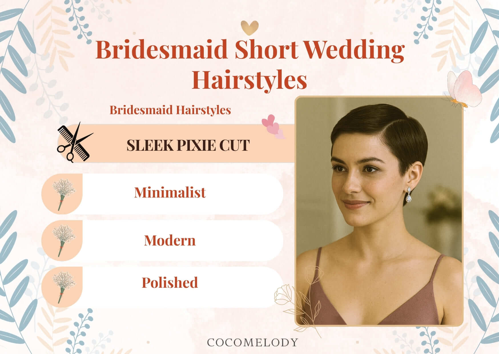 Bridesmaid Short Wedding Hairstyles-Sleek Pixie Cut