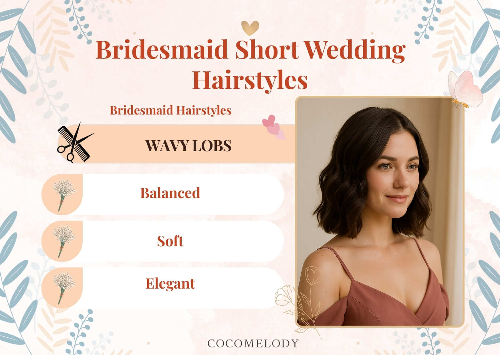 Bridesmaid Short Wedding Hairstyles-Wavy Lobs