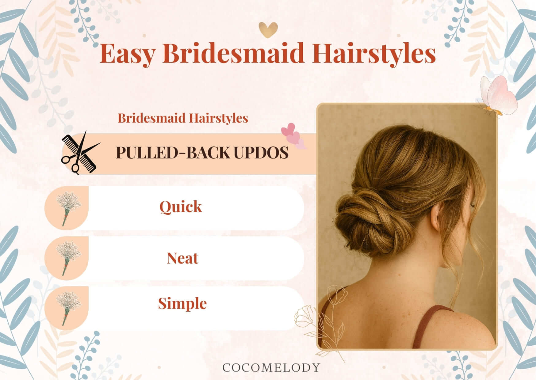 Easy Bridesmaid Hairstyles-Pulled-Back Updos