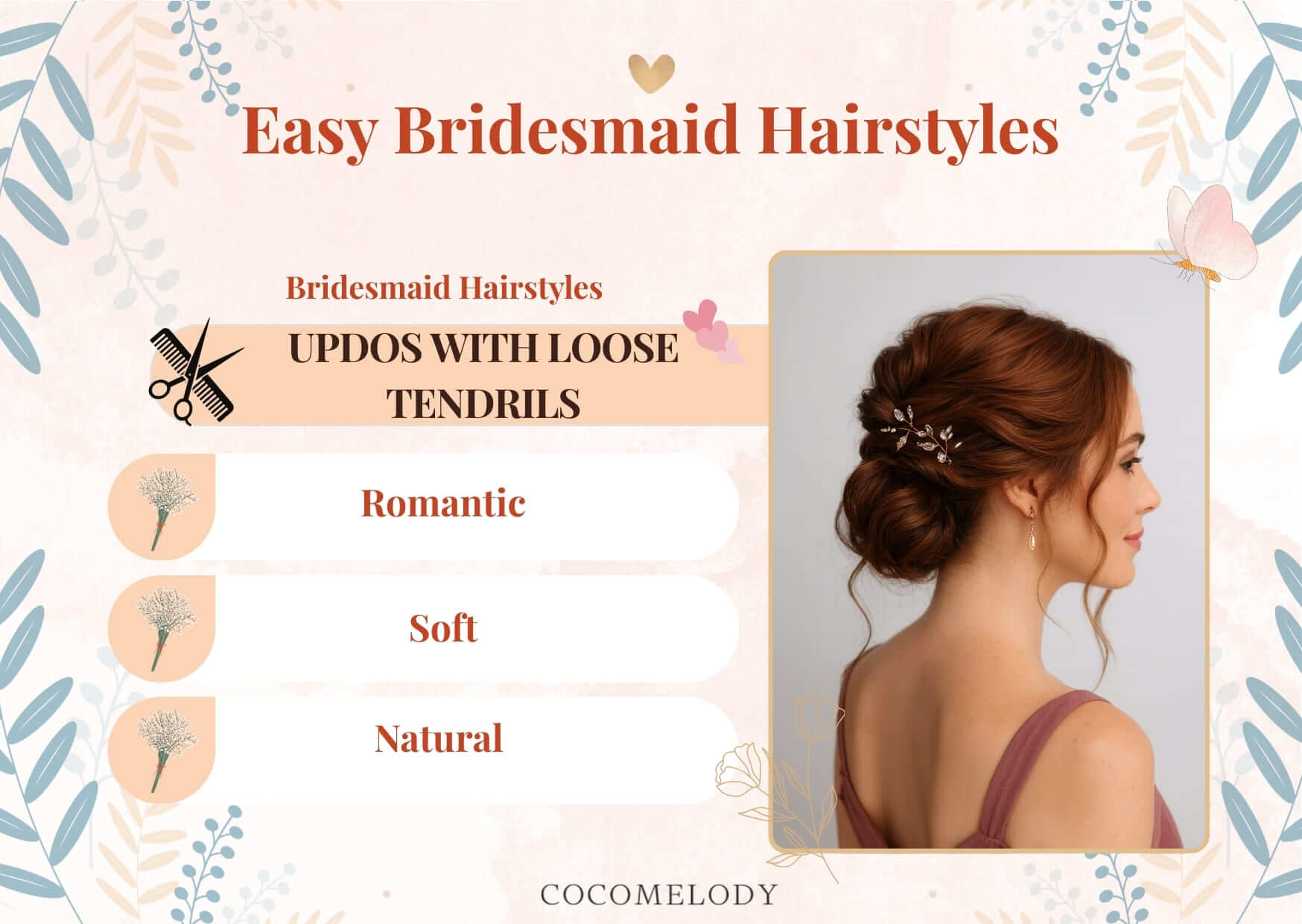 Easy Bridesmaid Hairstyles-Updos With Loose Tendrils