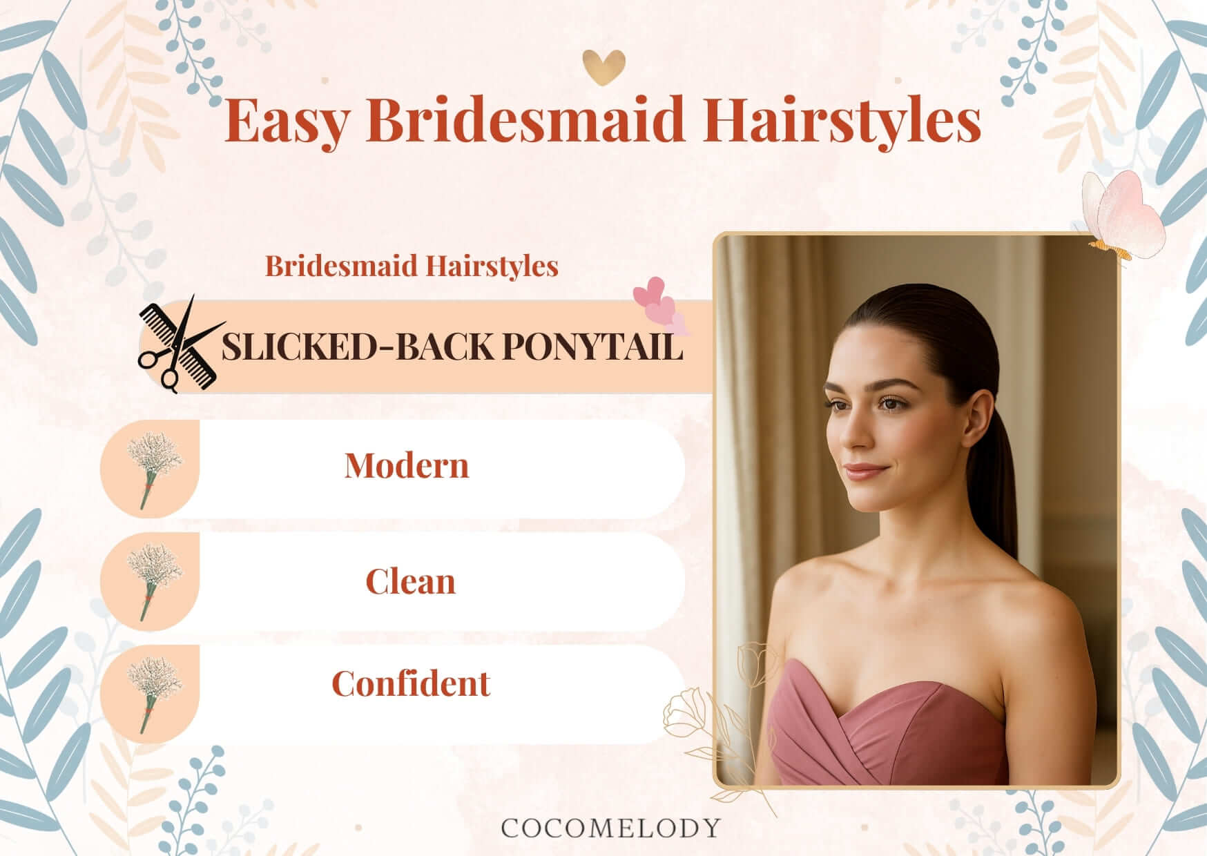 Easy Bridesmaid Hairstyles-Slicked-Back Ponytail