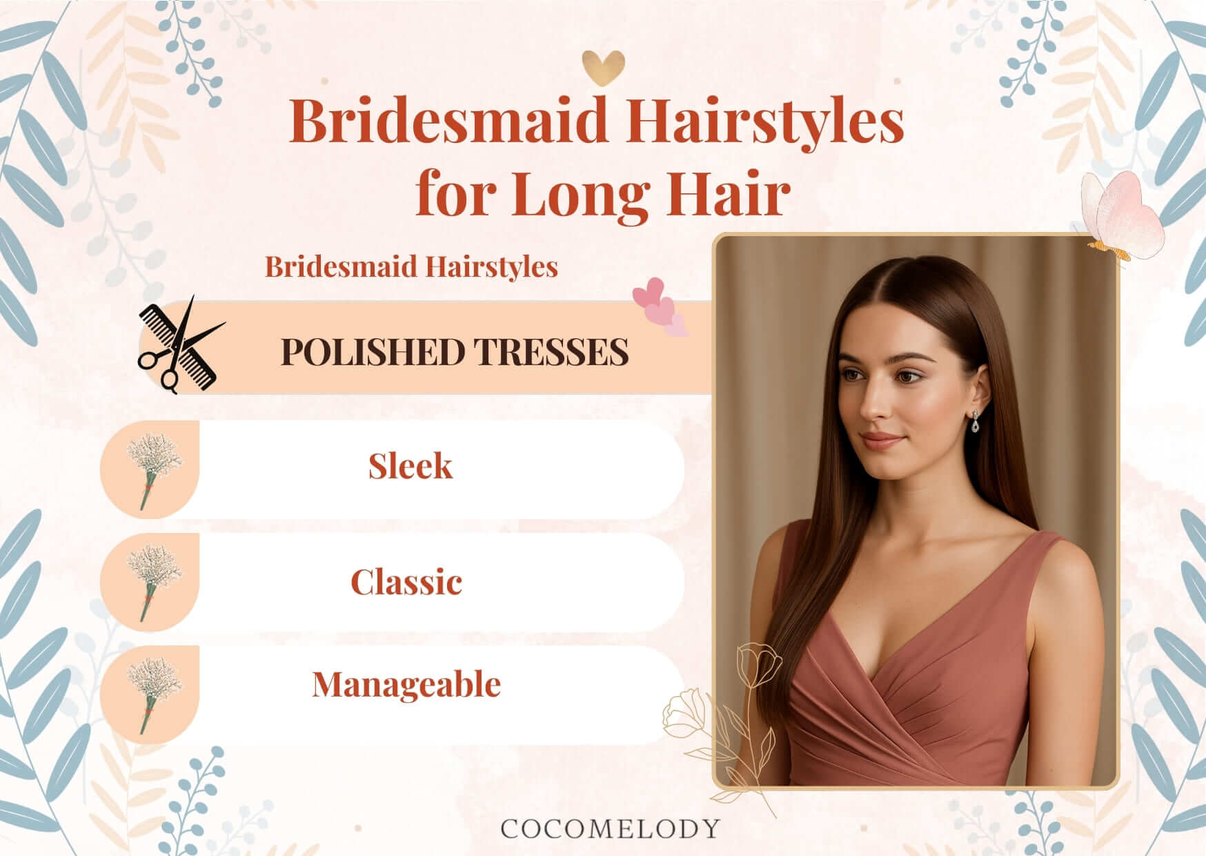 Bridesmaid Hairstyles for Long Hair-Polished Tresses