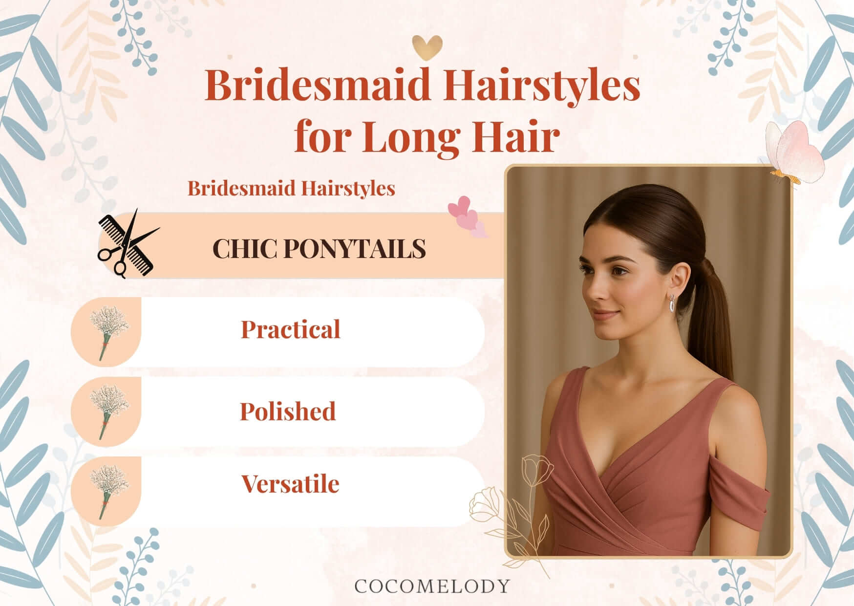 Bridesmaid Hairstyles for Long Hair-Chic Ponytails