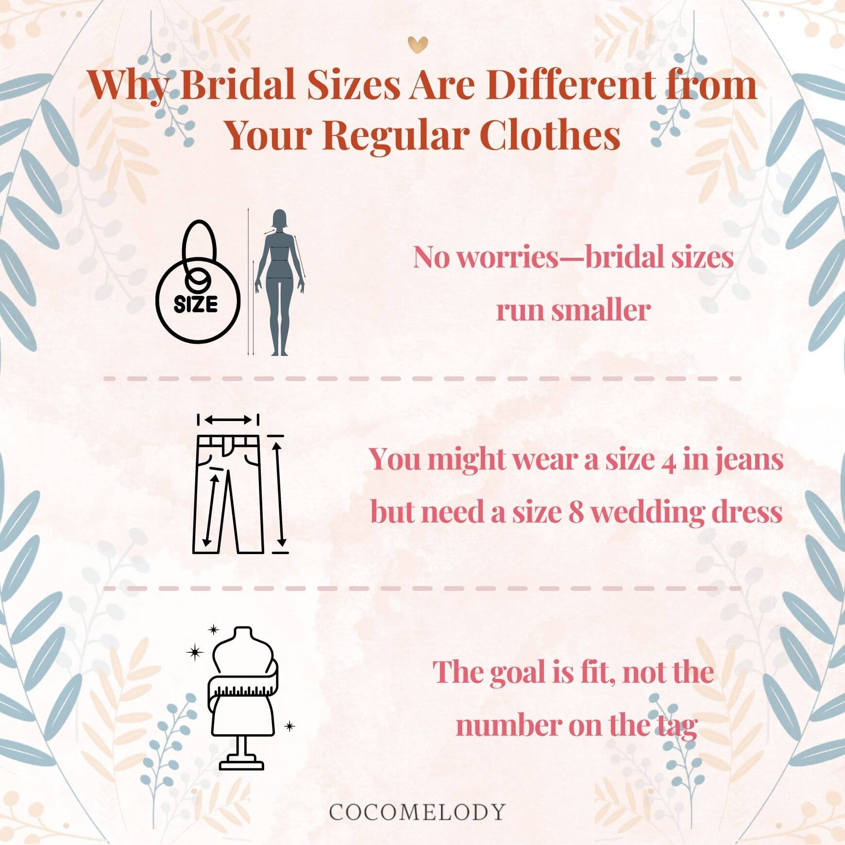 Why Bridal Sizes Are Different from Your Regular Clothes